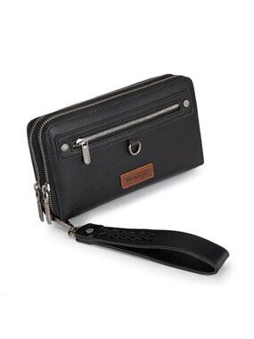 Black Oversized Wallet Women RFID Blocking Large Phone Wristlet Card Holder Case